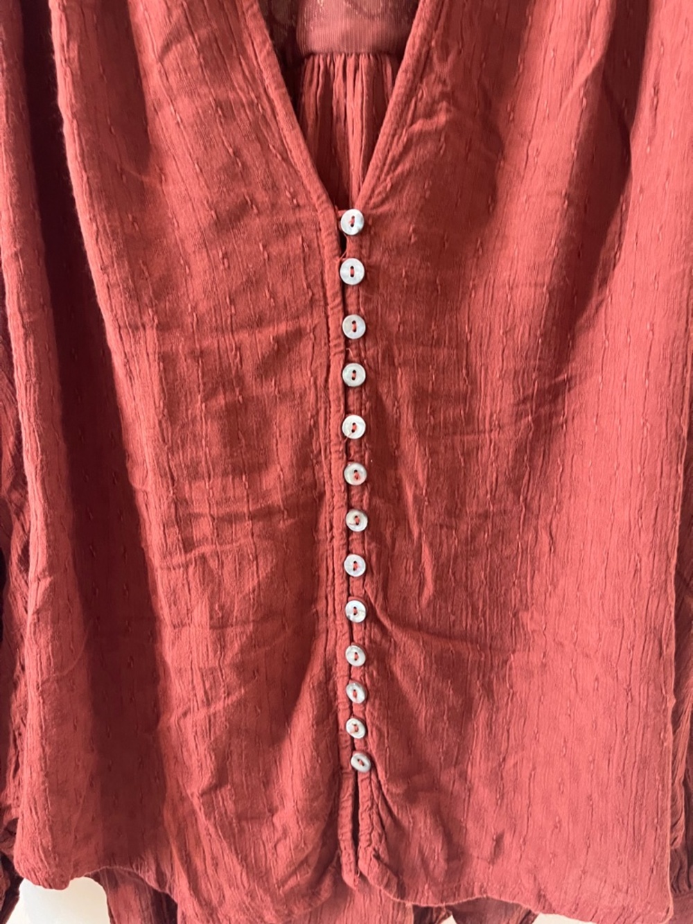 Free People Women's Canyon Rose Metallic Embroidered Hi Low Blouse XS - Picture 2 of 9
